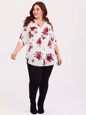 Torrid 2X Emma Babydoll Chiffon Tunic Blouse